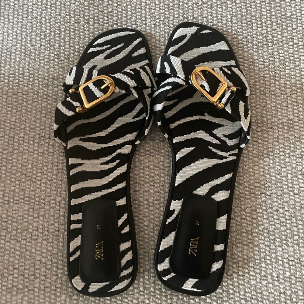 Black and white sandals